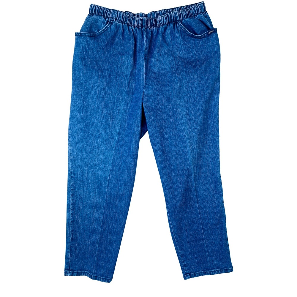 Chic Womens 18W Petite Blue Denim Pull On Elastic Waist Jeans 102CJ66MS Medium